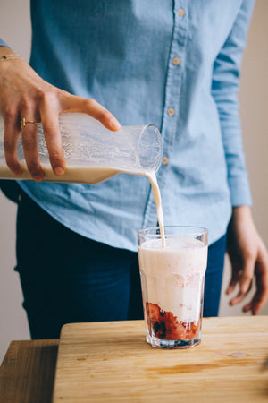almond milk in a glass