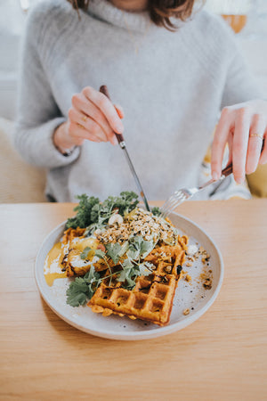 sweet potato waffle with avocado