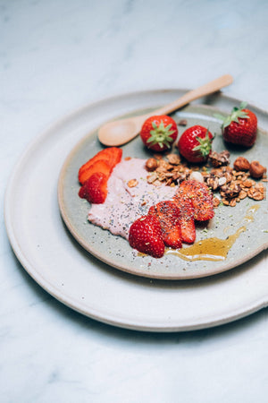 yoghurt with rhubarb and strawberry 