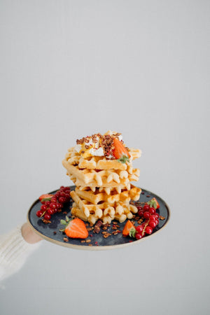 waffle with greek yoghurt and maple syrup