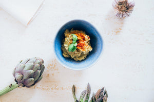 crunchy hummus on a bowl